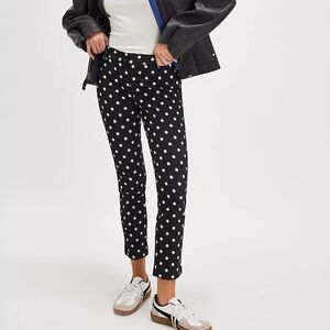 NWT Free People Printed Slim Pants/ size 2/Black Combo Polka Dot